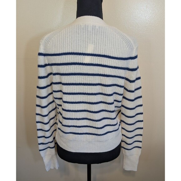 Madewell Soft Wool V-Neck Cardigan Sweater in Stripe Cashmere Classic Medium - Picture 3 of 11